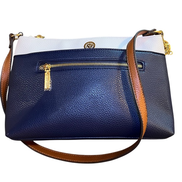 Anne Klein navy and white color block, shoulder bag. - Picture 1 of 12